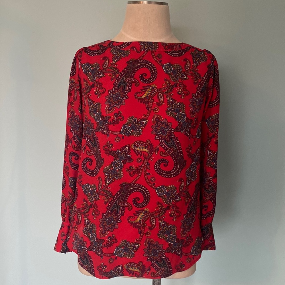 Ann Taylor Loft Red Paisley blouse